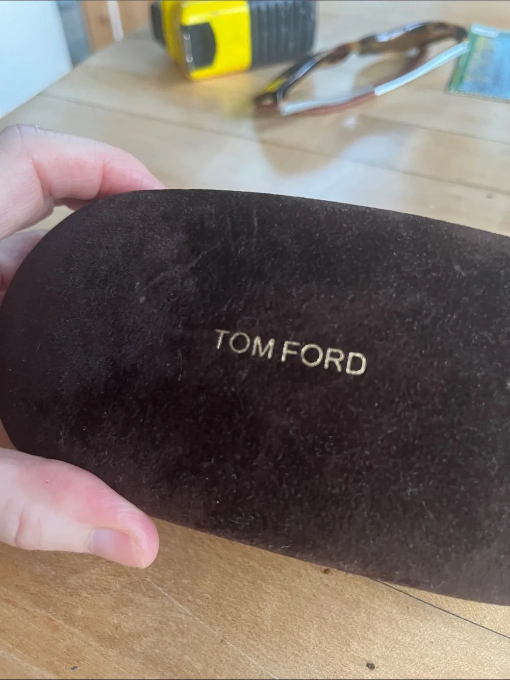 Tom Ford Brown Suede Sunglasses Case great cond, w/ cleaning cloth